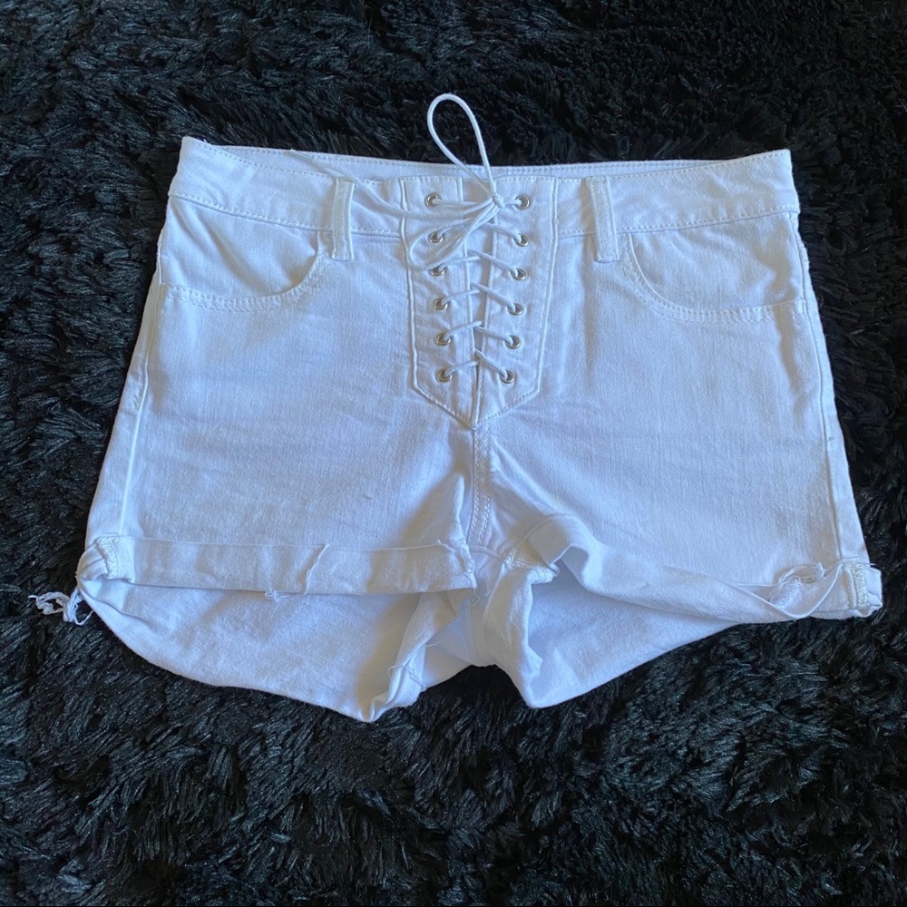 PACSUN WHITE LACE UP SHORTS